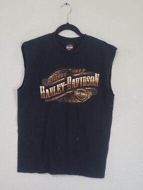 Harley-Davidson Black Tank with Metallic Gold Logo